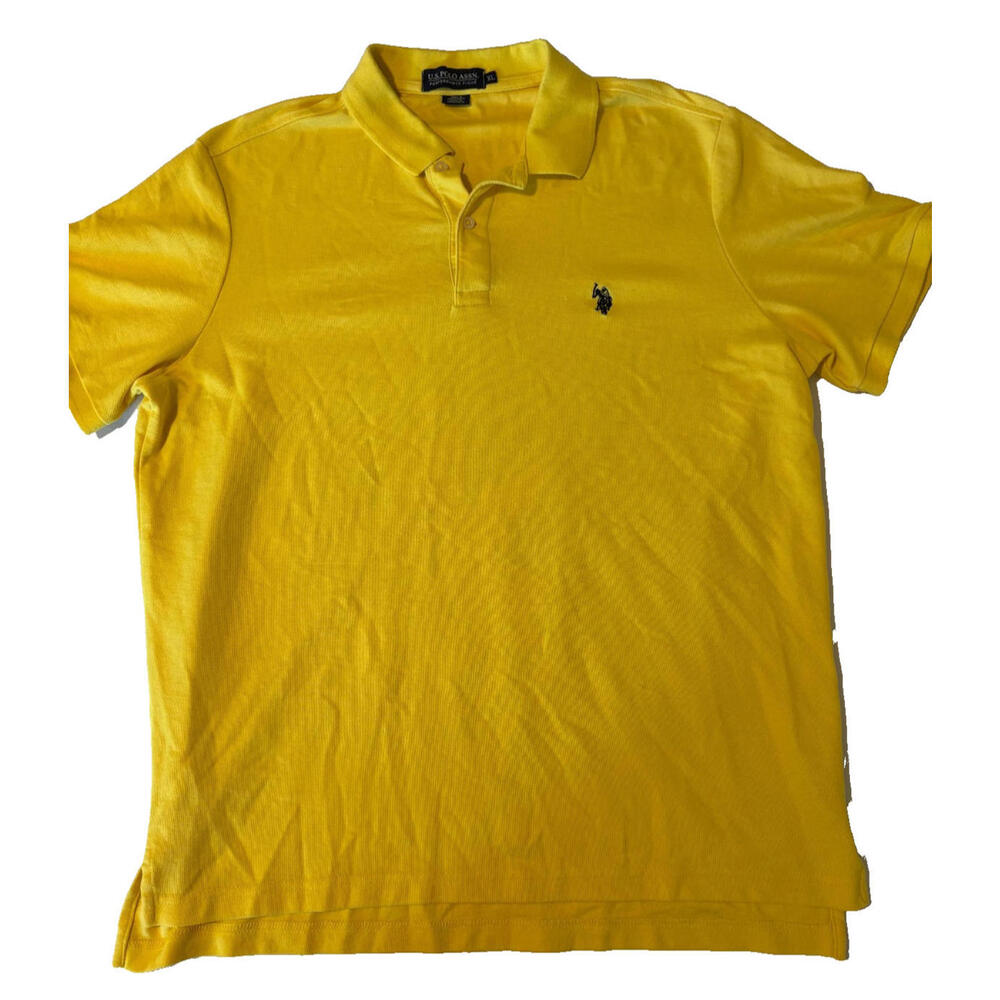 U.S. Polo Assn. Men's Polo Shirt XL Yellow Performance Pique Casual Classic Fit